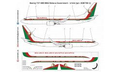 Декаль Boeing 737-800 Belarus Беларусь 1-144