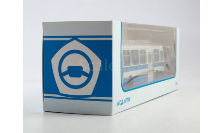 Автобус ЛиАЗ-677М бело-синий, масштабная модель, Советский Автобус, 1:43, 1/43