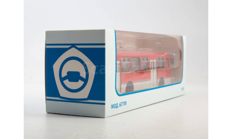 Автобус ЛиАЗ-677М красно-белый, масштабная модель, Советский Автобус, 1:43, 1/43