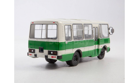 Автобус ПАЗ-3205 бело-зелёный, масштабная модель, Советский Автобус, scale43