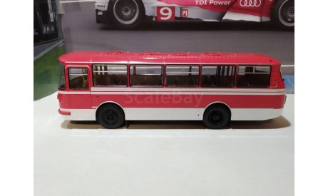 Автобус ЛАЗ-695Н красный с белыми полосами, масштабная модель, DEMPRICE, scale43