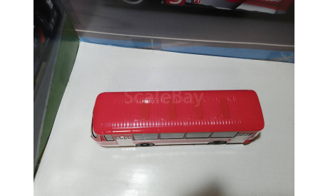 Автобус ЛАЗ-695Н красный с белыми полосами, масштабная модель, DEMPRICE, scale43