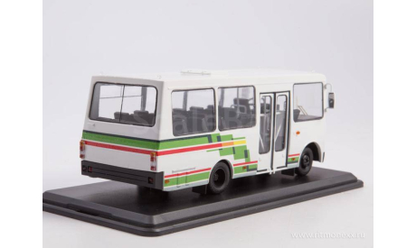 Автобус ЛАЗ-А073 белый с цветными полосами, масштабная модель, ModelPro, scale43