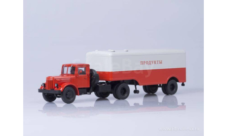 МАЗ-200В с полуприцепом МАЗ-5217 красный/серый, масштабная модель, Автоистория (АИСТ), 1:43, 1/43