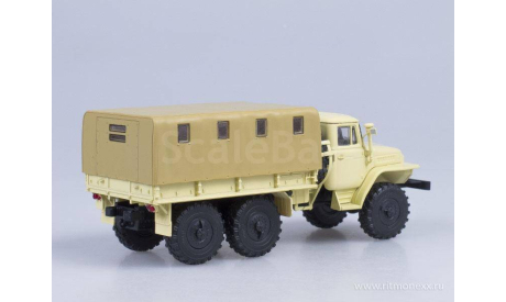 Урал-375Д бортовой с тентом бежевый, масштабная модель, Автоистория (АИСТ), 1:43, 1/43