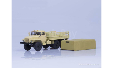 Урал-4320 бортовой с тентом бежевый, масштабная модель, Автоистория (АИСТ), scale43