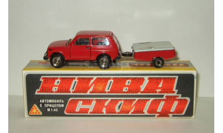 Ваз 2121 Нива Lada 4x4 + прицеп Скиф 1985 Красный СССР Агат Тантал Радон 1:43 БЕСПЛАТНАЯ доставка, масштабная модель, scale43, Агат/Моссар/Тантал