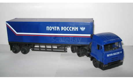 Камаз 5410 + полуприцеп Одаз Почта России 2015 Технопарк 1:43 Открываются двери, масштабная модель, scale43