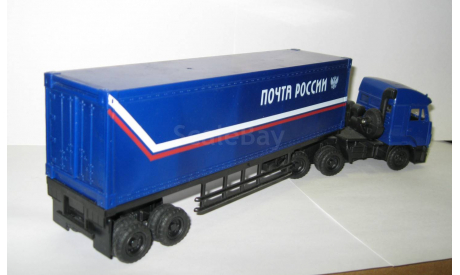 Камаз 5410 + полуприцеп Одаз Почта России 2015 Технопарк 1:43 Открываются двери, масштабная модель, scale43