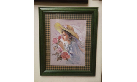 Картина ’Девушка в шляпе’ Неизвестный художник 1990е гг. Антиквариат Винтаж 29 х 35 см, масштабные модели (другое)