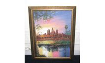 Картина ’Дворец Ангкор Ват. Камбоджа’ Неизвестный художник 1990е гг. Антиквариат Винтаж Размеры 70 х 90 см, масштабные модели (другое)