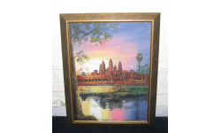 Картина ’Дворец Ангкор Ват. Камбоджа’ Неизвестный художник 1990е гг. Антиквариат Винтаж Размеры 70 х 90 см