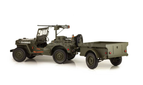 Джип Виллис Jeep Willys + Прицеп трейлер и Противотанковая пушка M3 хаки США USA 1943 Война PremiumX 1:8 Эксклюзив РАРИТЕТ Большая модель Длина 1 метр!, масштабная модель, scale8
