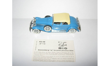 Duesenberg Model SJ Torpedo Phaeton 1934 Rio 1:43 Made in Italy, масштабная модель, scale43