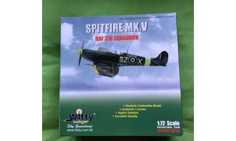 WITTY WINGS. SPITFIRE MK V.   1:72. САМОЛЁТ. МЕТАЛЛ ., масштабные модели авиации, scale72