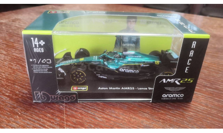 Модель formula 1 43 Aston Martin AMR25 2025 Lance Stroll Лэнс Стролл Bburago, масштабная модель, scale43