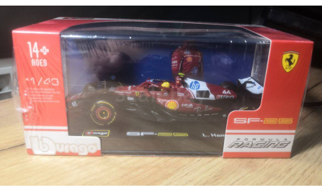 Модель formula 1 43 Fеrrari SF25 2025 Lewis Hamiltоn Льюиc Xэмилтoн Bburago, масштабная модель, scale43, Ferrari