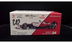 Модель Alfa Romeo C42 2022 Bahrain GP Zhоu Guаnyu Чжоу Гуаньюй formula 1 43 Bburago