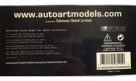 Mercedes-Benz SLR McLaren 2003 AUTOart, масштабная модель, scale43