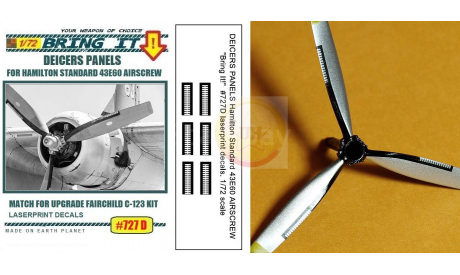 1/72.   Декали ПОС воздушных винтов   HAMILTON STANDARD 43E60.  ’Bring It!’  #727D, сборные модели авиации, Fairchild Aircraft, scale72