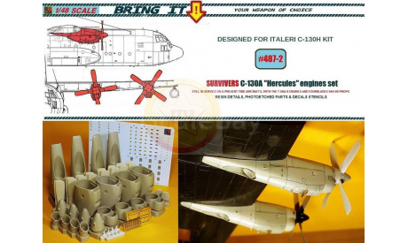 1/48. Смоляной набор двигателей и воздушных винтов на С-130А,  ’Hercules’  , от ’Bring it!’/’MLH’ #487-2, сборные модели авиации, scale48