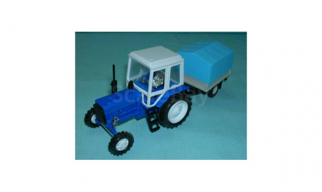 Трактор МТЗ-82 с прицепом (син. гол.), масштабная модель, scale43, Агат/Моссар/Тантал