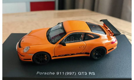 PORSCHE 997 GT3 RS(ORANGE W / BLACK STRIPES). AUTOART, масштабная модель, 1:43, 1/43