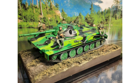 Диорама в 1/43 ПТ-76 с десантом на броне, элементы для диорам