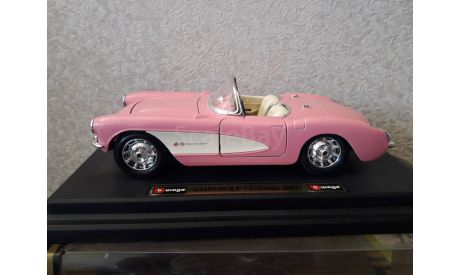 chevrolet corvette 1957 pink, масштабная модель, BBurago, scale24