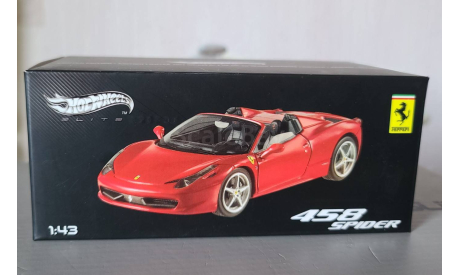 Ferrari 458 Spyder, масштабная модель, Hot Wheels Elite, 1:43, 1/43