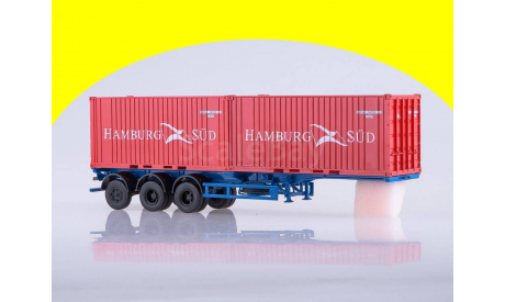 Полуприцеп-контейнеровоз МАЗ-938920 с контейнерами Hamburg Sud Аист 102163, масштабная модель, 1:43, 1/43, Автоистория (АИСТ), КрАЗ