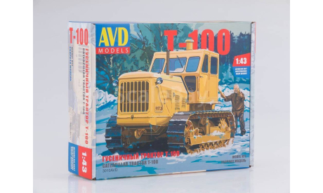 Гусеничный трактор Т-100, сборная модель автомобиля, AVD Models, 1:43, 1/43