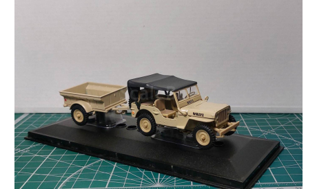 Jeep Cj - 2A с прицепом, масштабная модель, Bauer/Cararama/Hongwell, scale43
