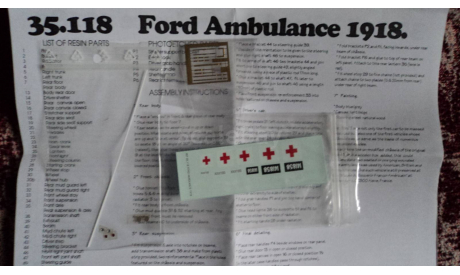 Ford T Ambulance 1917 WWI, сборная модель автомобиля, Resicast, 1:35, 1/35