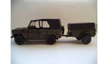 УАЗ 469 с прицепом армейский хаки 1/43, масштабная модель, Тантал, 1:43