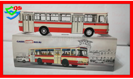 Автобус ЛиАЗ-677 бело-розовый. Ранний., масштабная модель, 1:43, 1/43, Classicbus