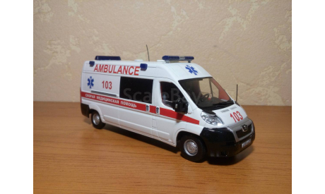 СКОРАЯ МЕДИЦИНСКАЯ ПОМОЩЬ НА БАЗЕ PEUGEOT BOXER AMBULANCE., масштабная модель, 1:43, 1/43