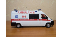 СКОРАЯ МЕДИЦИНСКАЯ ПОМОЩЬ НА БАЗЕ PEUGEOT BOXER AMBULANCE., масштабная модель, 1:43, 1/43