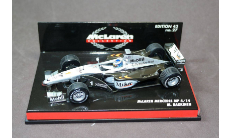 Гоночный автомобиль F1 West McLarren-Merсedes MP 4/14, Mika Hakkinen World Champion 1999, масштабная модель, Minichamps, 1:43, 1/43