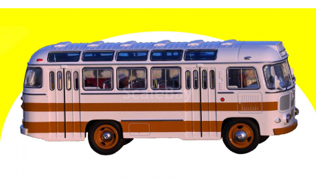 ПАЗ-672 белый с желтыми полосами, масштабная модель, Classicbus, scale43