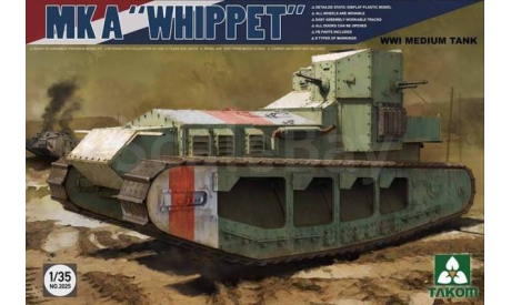 2025 WWI Medium Tank Mk A Whippet TAKOM 1:35, сборные модели бронетехники, танков, бтт, scale35