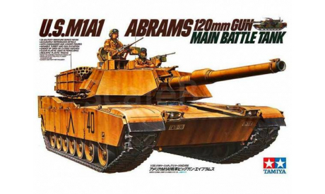 35156 Американский танк M1A1 Abrams с 120-мм пушкой и 2 фигурами танкистов (1:35) TAMIYA, сборные модели бронетехники, танков, бтт, scale35