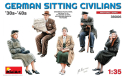 38006 фигуры GERMAN SITTING CIVILIANS ’30s-’40s (1:35) miniart, миниатюры, фигуры, scale35