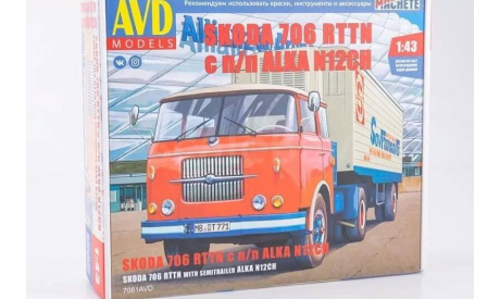 7081AVD Сборная модель SKODA 706 RTTN c п/п ALKA N12CH AVD Models 1:43, сборная модель автомобиля, scale43, Škoda