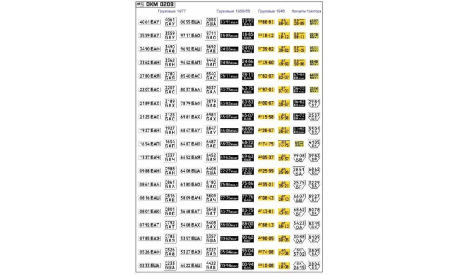 DKM0209	Набор декалей Номерные знаки УФА грузовики, трактора, прицепы (100х140)	Maksiprof 1:43, фототравление, декали, краски, материалы, scale43