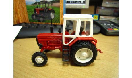 160102 трактор мтз-82 (металл с пласт. кабиной, красный), масштабная модель трактора, scale43