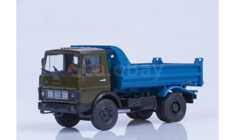 МАЗ-5551 самосвал (ранняя кабина, хаки-синий), 1988 г. Автоистория (АИСТ) 1:43, масштабная модель, scale43