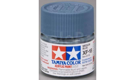 81718 Краска акрил XF-18 Medium Blue (Средне-синяя) краска акр. 10мл., фототравление, декали, краски, материалы, Tamiya, scale0