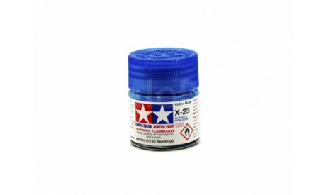 КРАСКА X-23 Clear Blue gloss, acrylic paint mini 10 ml. (Голубой прозрачный глянцевый) Tamiya 81523, фототравление, декали, краски, материалы, scale0