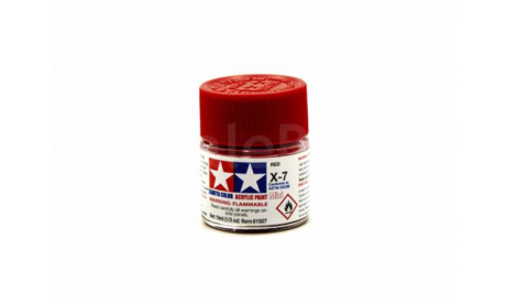 КРАСКА КРАСКА X-7 Red gloss, acrylic paint mini 10 ml. (Красный глянцевый) Tamiya 81507, фототравление, декали, краски, материалы